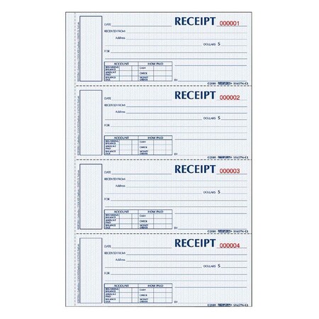 Rediform Book, Receipt, 3Pt, 4 Per Page Pk REDS1657NCL